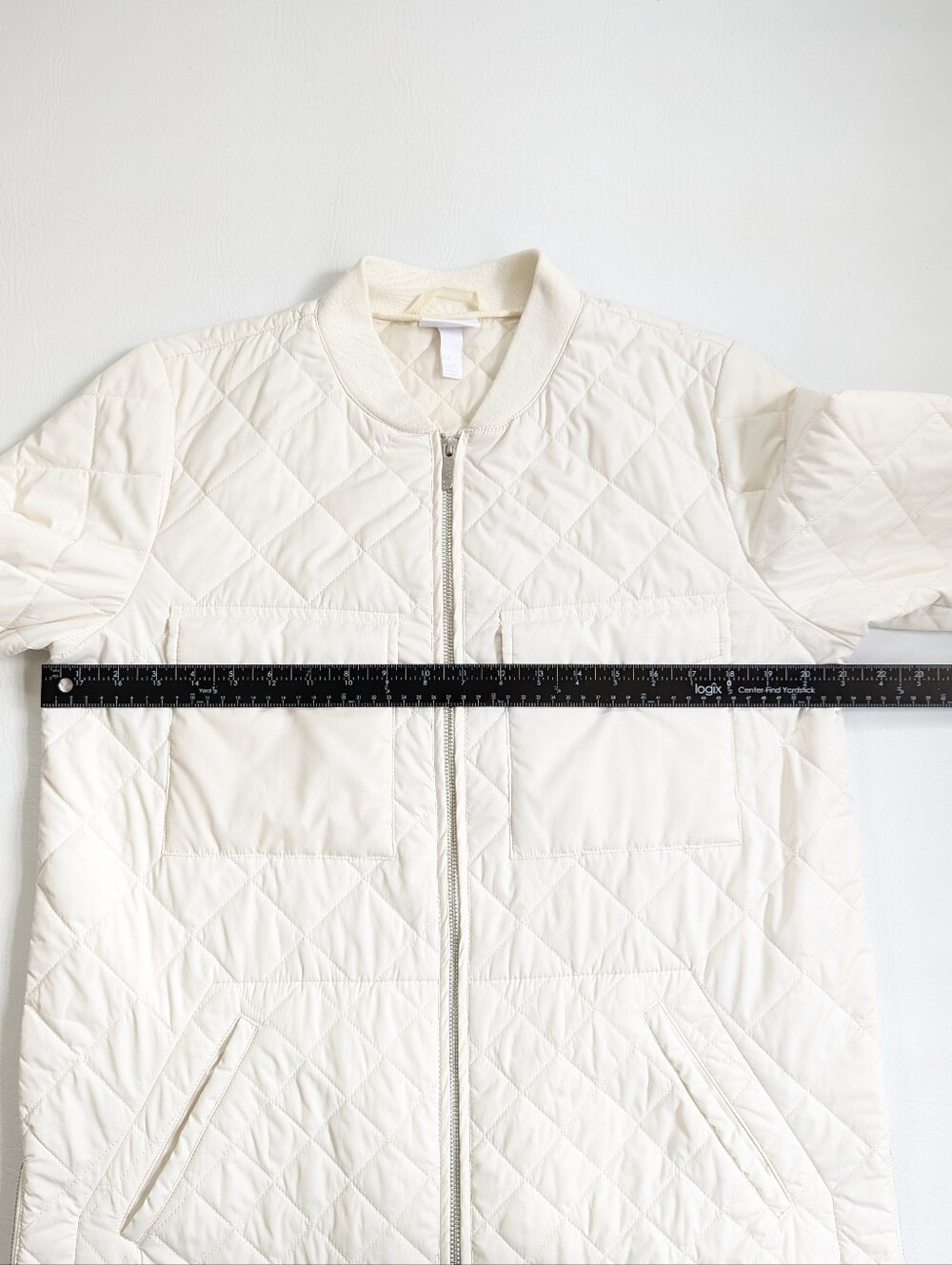 Zella Skyline Quilted Lightweight Longline Coat Size M Ivory - Picture 11 of 15